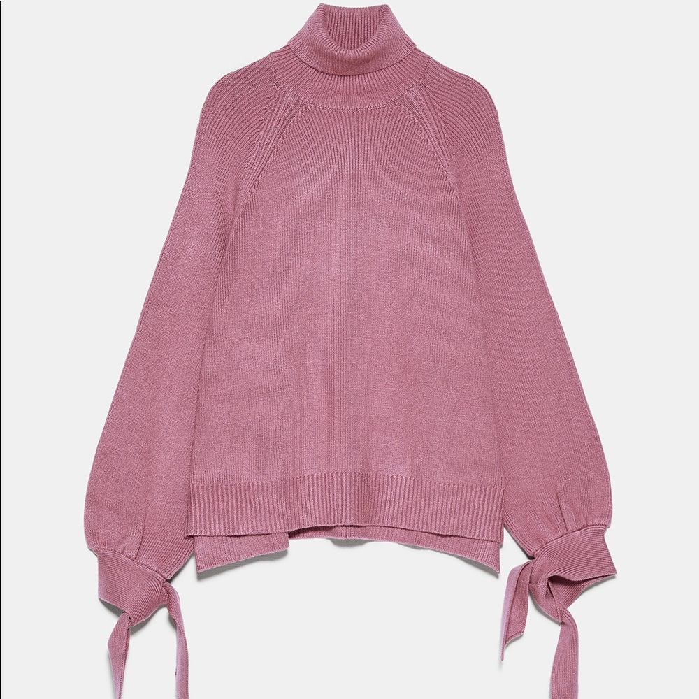 Zara turtleneck tie sleeve sweater